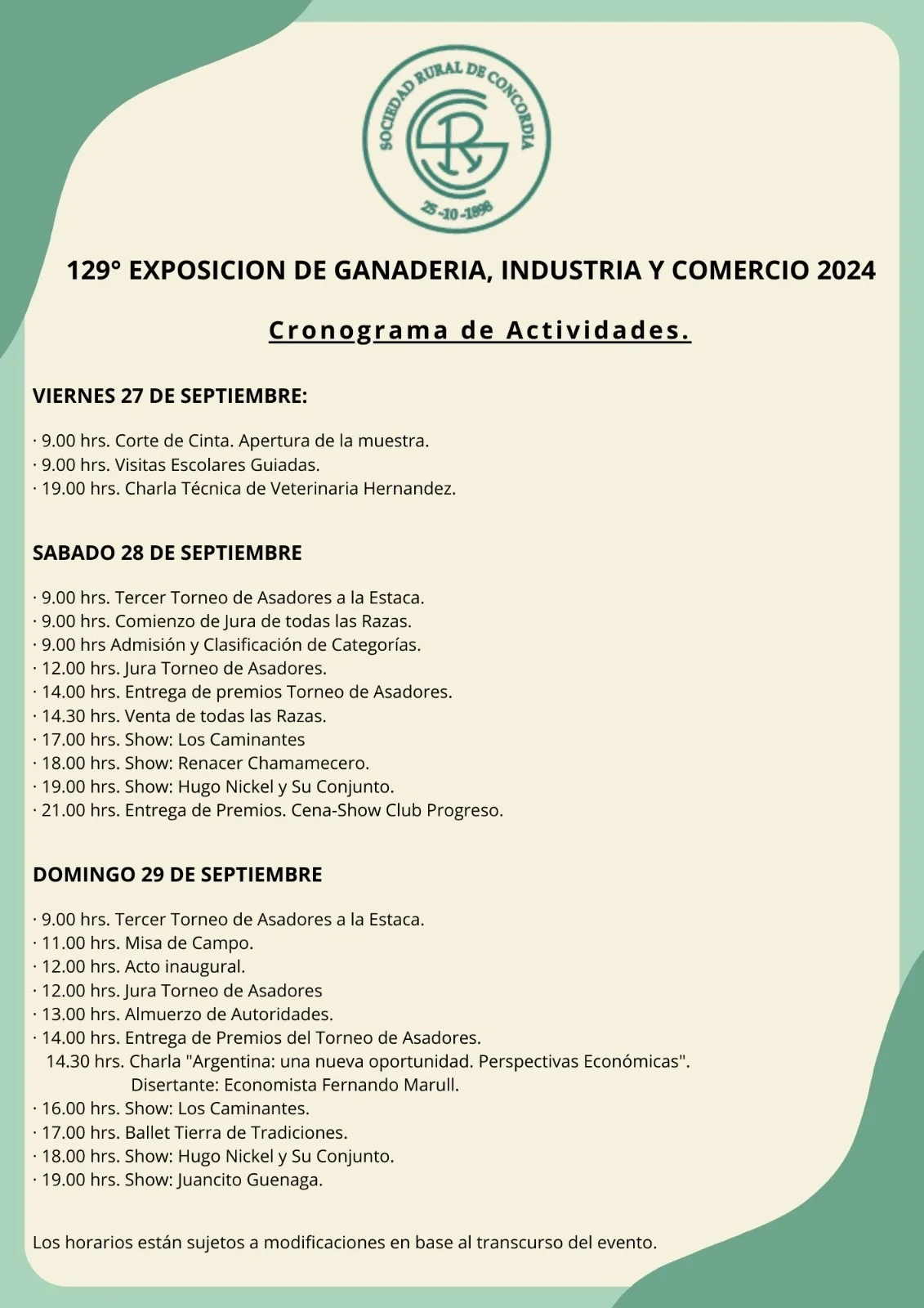 LA RURAL CONCORDIA REALIZÓ EL LANZAMIENTO OFICIAL DE LA 129° EXPOSICIÓN DE GANADERÍA INDUSTRIA Y COMERCIO.